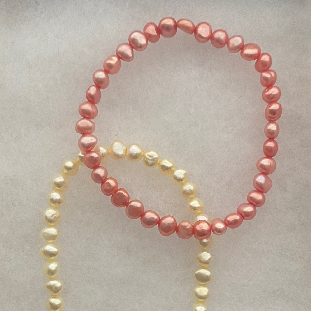 Elegant Pink and Cream Pearl Bracelet Set